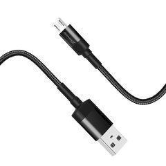 Кабель Grand-X USB-micro USB FM-03 3A, 1m, CU, Fast Сharge, Black, защита - ткан оплетка, BOX