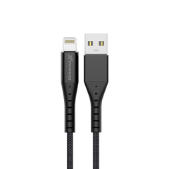 Кабель Grand-X USB-Lightning FL-12B 1.2m, Black толст.нейлон оплетка, премиум BOX