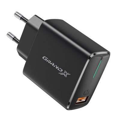 Зарядний пристрій Grand-X Quick Charge QC3.0 Grand-X 3.6V-6.5V 3A, 6.5V-9V 2A, 9V-12V 1.5A USB Black (CH-550B)