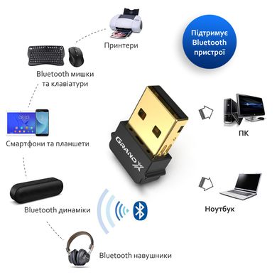 Bluetooth адаптер Grand-X 5.1 Realtek RTL8761B, 7 devices, aptX, Low Energy (BT50G)