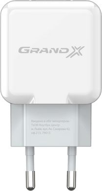 Зарядное устройство Grand-X CH-03W USB 5V 2,1A White с защитой от перегрузки
