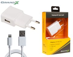 Зарядний пристрій Grand-X CH765LTW USB 5V 1A White з захистом від перенавантажень + cable USB-Lightning