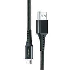 Кабель Grand-X USB-micro USB FM-12B 3A, 1.2m, Fast Сharge, Black товст.нейлон оплетення, преміум BOX