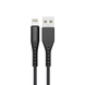 Кабель Grand-X USB-Lightning FL-12B 1.2m, Black толст.нейлон оплетка, премиум BOX