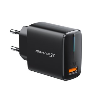 Зарядний пристрій Grand-X Quick Charge QC3.0 Grand-X 3.6V-6.5V 3A, 6.5V-9V 2A, 9V-12V 1.5A USB Black (CH-550B)