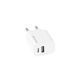 Зарядний пристрій Grand-X CH-21W USB-A + Type-C 5V 2,1A White з захистом від пернавантаження