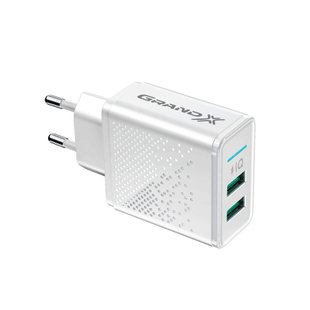 Зарядний пристрій Grand-X CH-60W 2USB 5V 3,1A White з захистом від перенавантаження