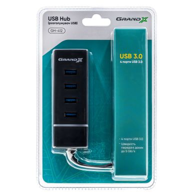 USB хаб Grand-X Travel 4 порти USB3.0 (GH-412)