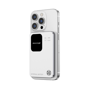Универсальная мобильная батарея Power Bank Grand-X PB-05MDW 5000 mAh Magsafe Qi2 15W с дисплеем белый