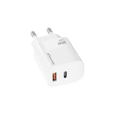 Зарядний пристрий Grand-X CH-360W USB A+Type-C + USB-A Quick Charge QС3.0 білий