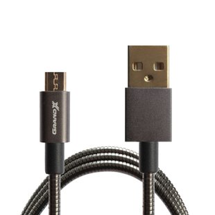 Кабель Grand-X USB-micro USB 2,1A, 1m, 100% мідь, захисне метеалеве покриття. Упаковка гіфтбокс з отвором (MM-01)