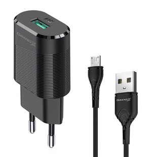 Зарядний пристрій Grand-X CH-17U USB 5V 2,1A з кабелем micro-USB