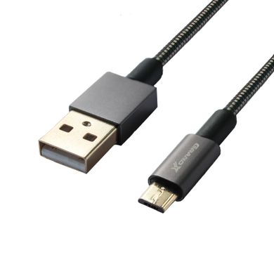 Кабель Grand-X USB-micro USB MM01 2,1A, 1m, доп.защита - метал оплетка. Упаковка гифтбокс с окном