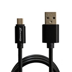 Кабель Grand-X USB-micro USB MM-01B Black 2.1A, 1m, 100% мідь, захисне метеалеве покриття. Упаковка гіфтбокс з отвором