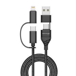 Кабель Grand-X Cable USB-Type-4 in 1 PX-41B 2.4-3A, 1m, чёрный