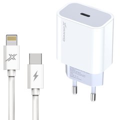 Зарядное устройство Grand-X USB-C 20W PD3.0 быстрая зарядка для Apple + cable PD -> Lightning, CU, 1m