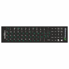 Наклейки на клавіатуру Grand-X protected 68 keys Cyrillic green, Latin white GXDPGW