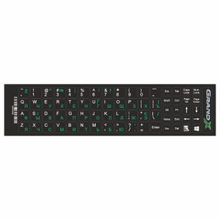 Наклейки на клавіатуру Grand-X protection 68 keys Cyrillic green, Latin white GXDPGW